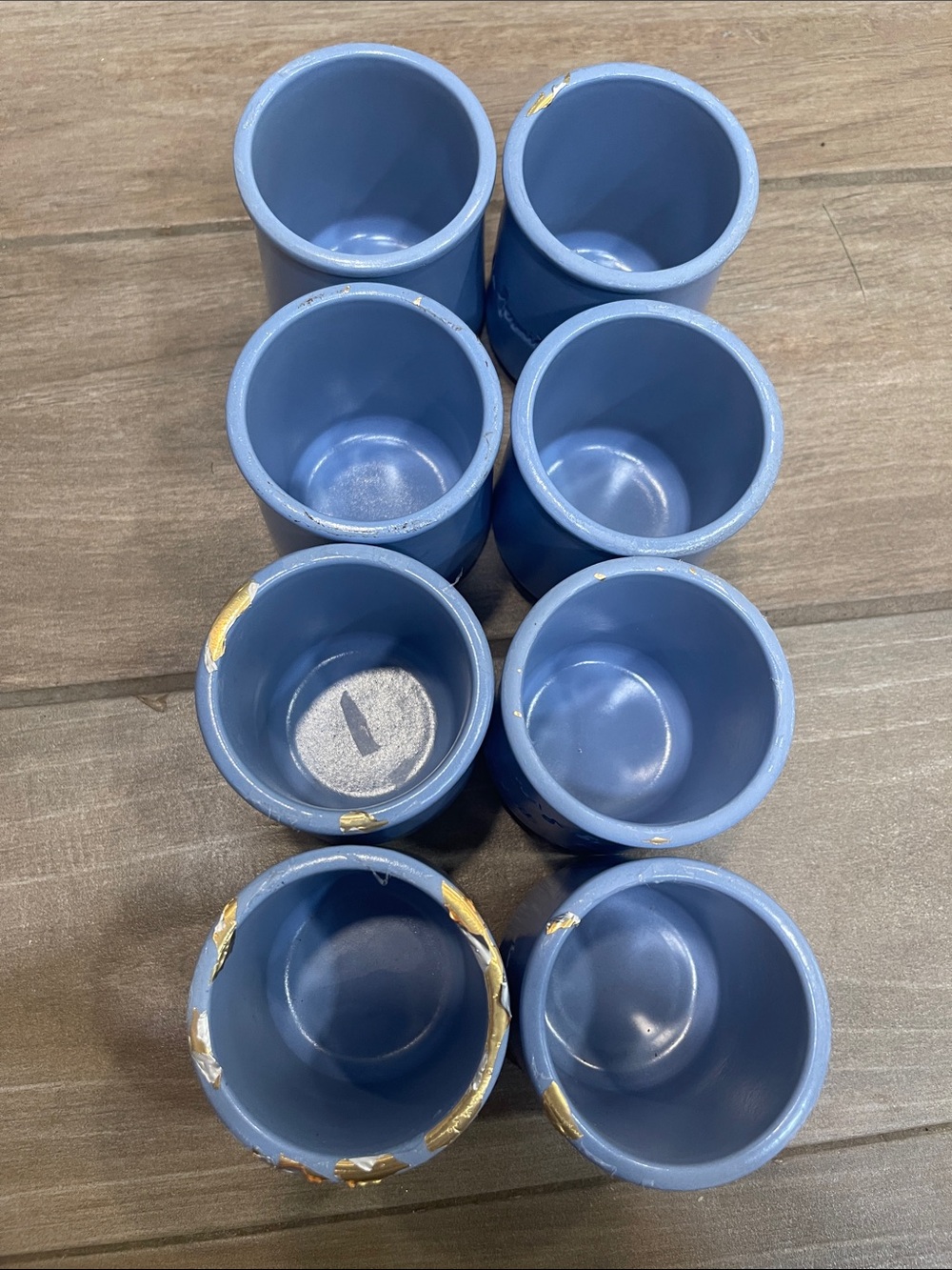 Set of 8 Blue ceramic cups La Fermière